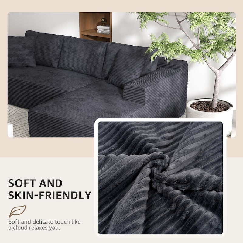 Corduroy L-Shaped Sofa Modular Movable Applicable Living Room Furniture Sets