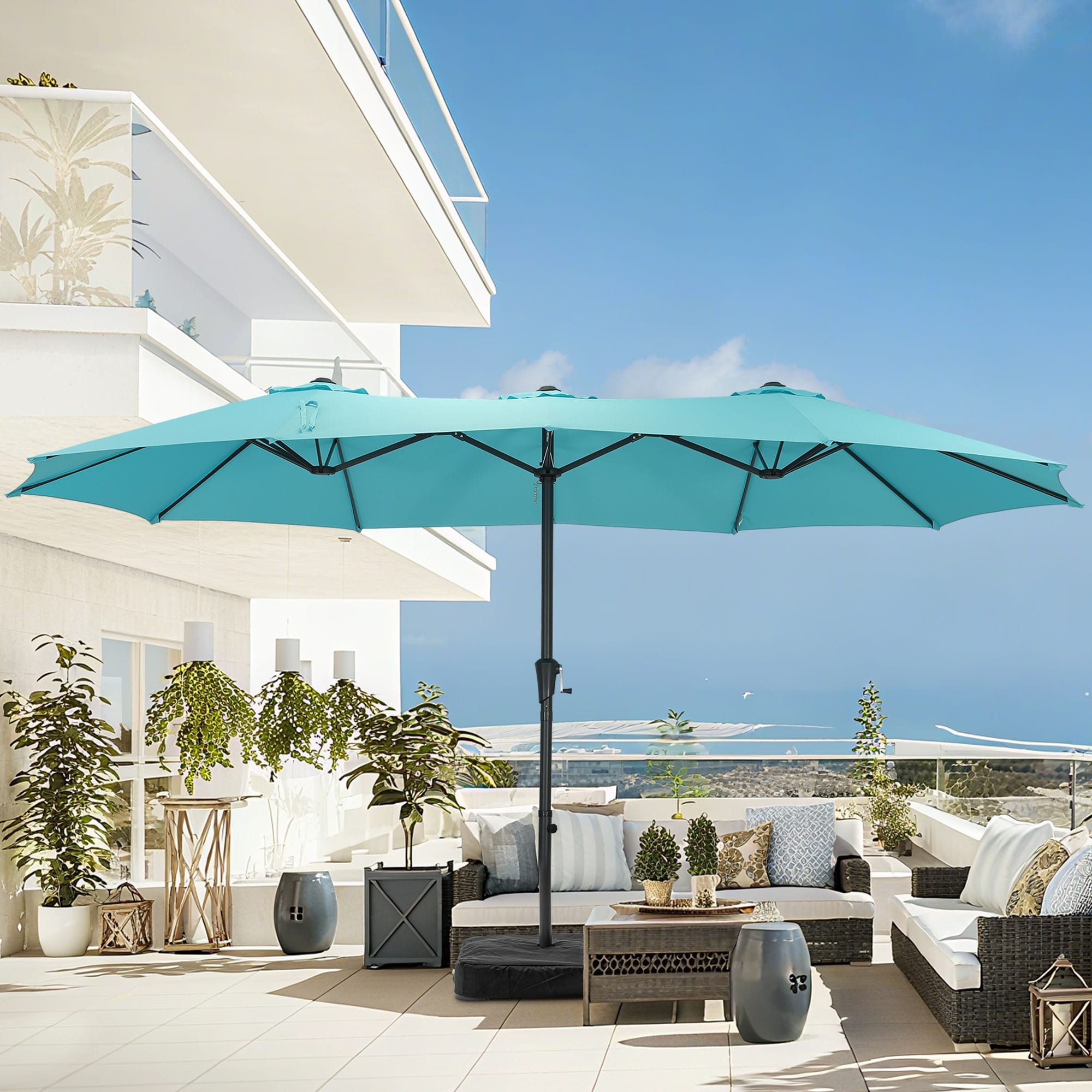Ainfox 15 ft Patio Umbrella Outdoor Extra Large Umbrella with Base