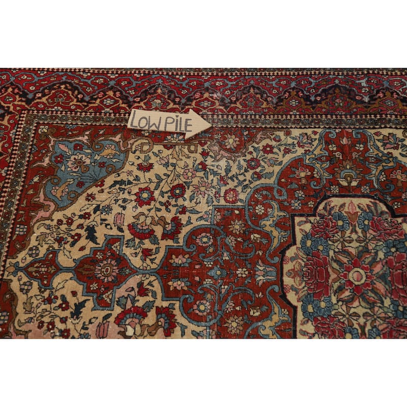 Hand Knotted Oriental 100% Wool Carpet Traditional Floral Beige & Ivories Isfahan Area Rug - 6' 7'' X 4' 4''