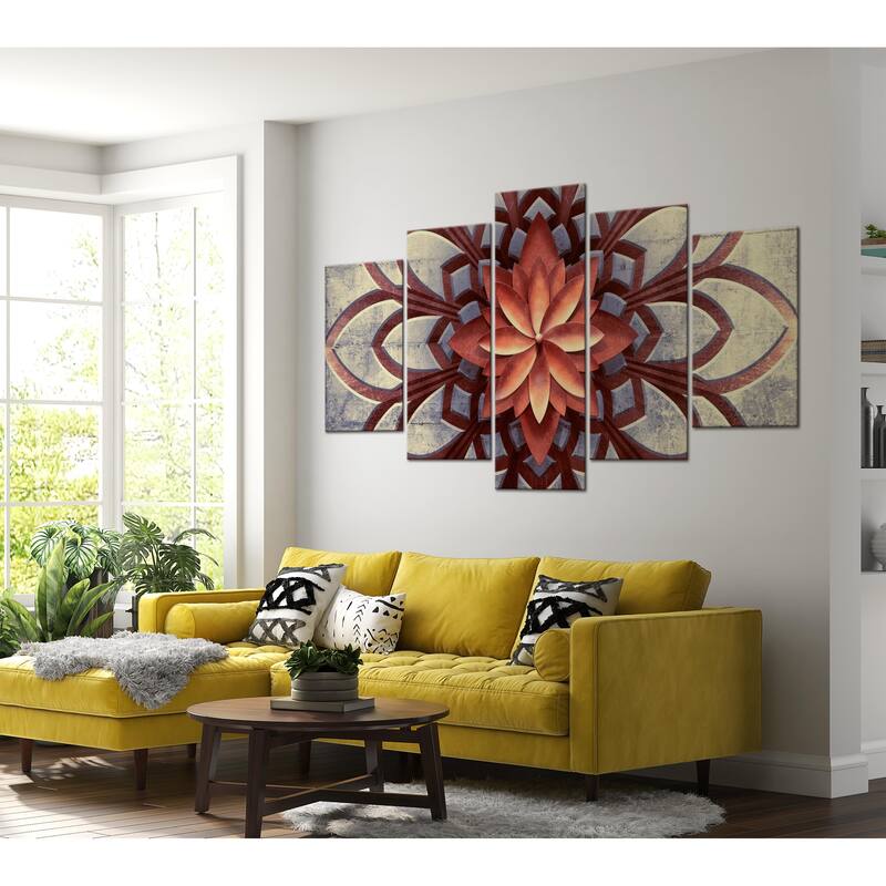 Mandala Canvas Wall Art Zen Flower Design 5 Pieces Bed Bath