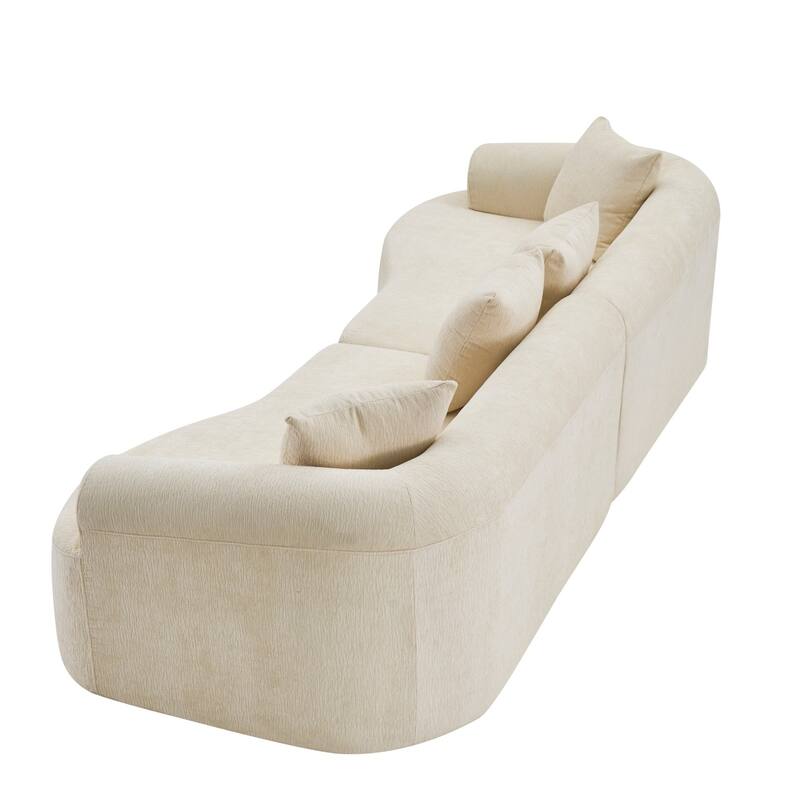 106.29" Curved Chenille Sectional Sofa, No Assembly Required