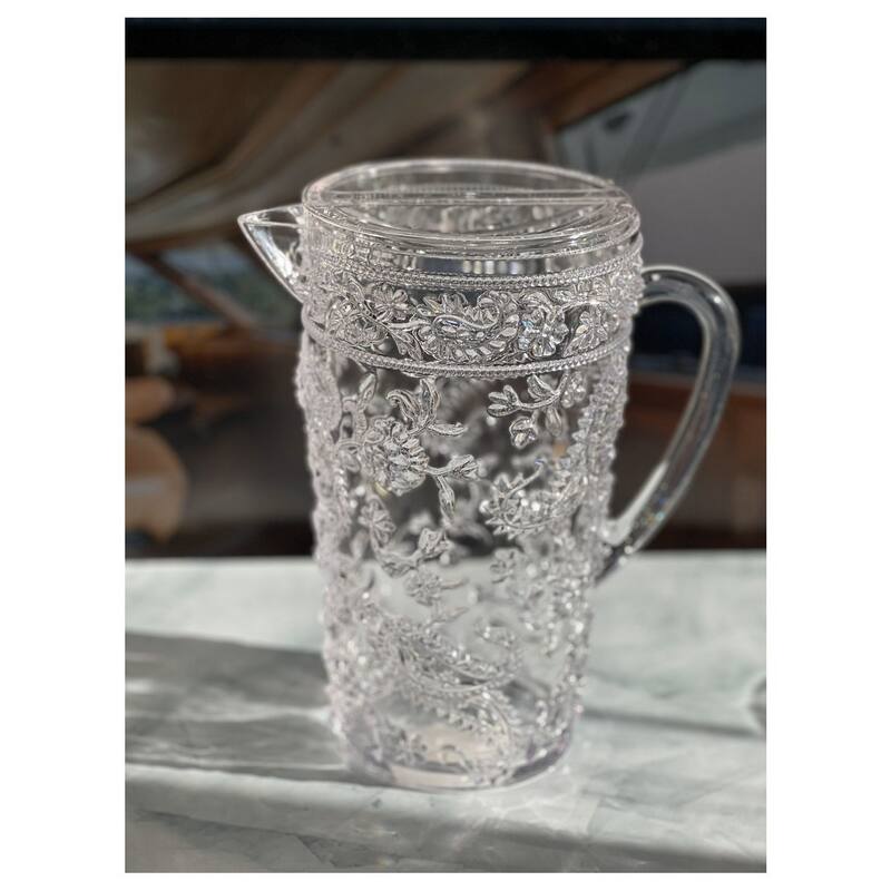 Water Pitcher with Lid, Paisley Unbreakable Plastic Pitcher