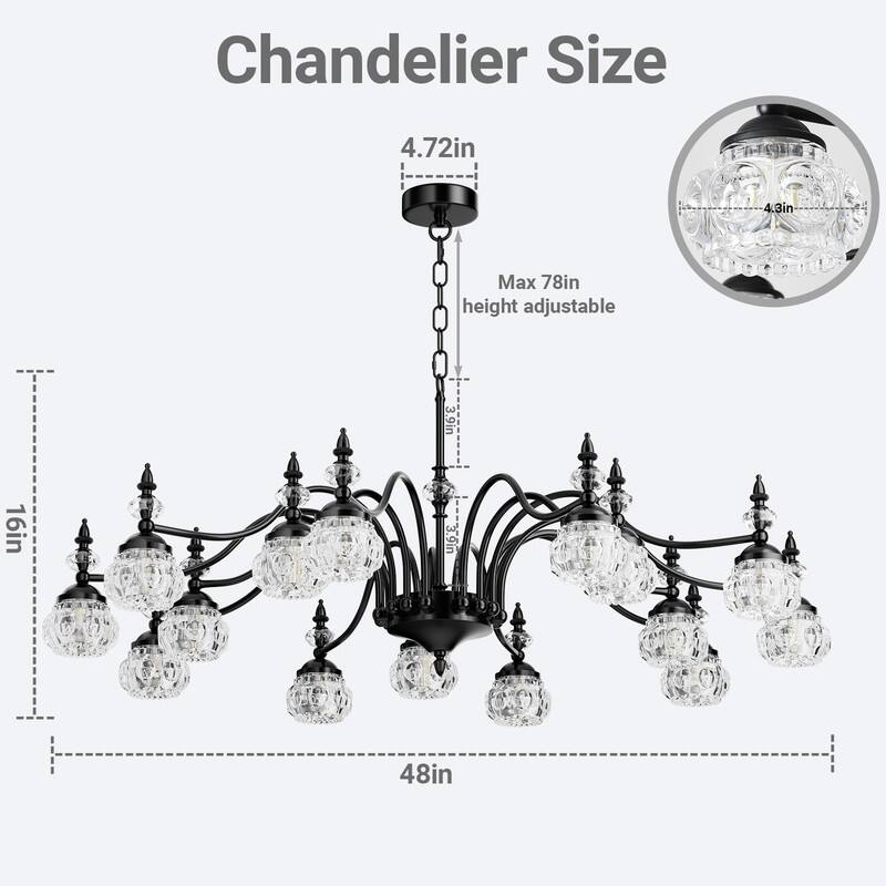 Vintage Crystal Chandelier Adjustable Dimmable Fixture for Dining Room