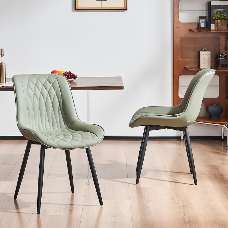 Modern Dining Chairs Set of 2 Upholstered Dining Room Chairs - Olive Green