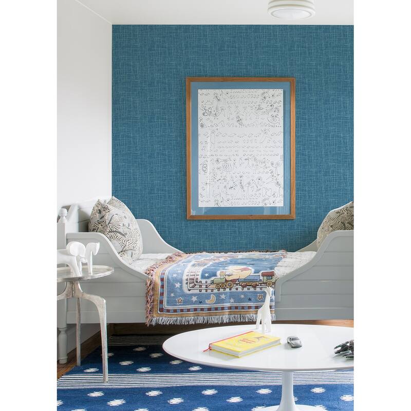 A-Street Prints Emerson Teal Faux Linen Wallpaper