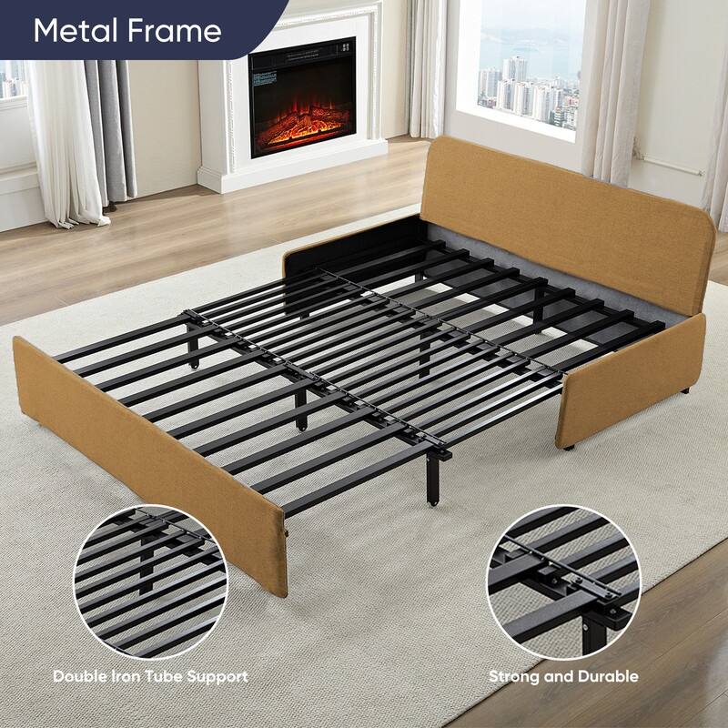 Mixoy Full Size Queen Size Sofa Bed,2 in 1 Convertible Linen 1-Seater/Loveseat Sleeper Sofa Couch with Cushions