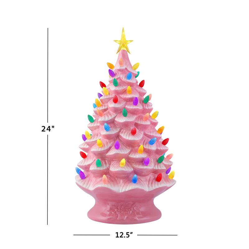 24" Nostalgic Ceramic Tree - Pink