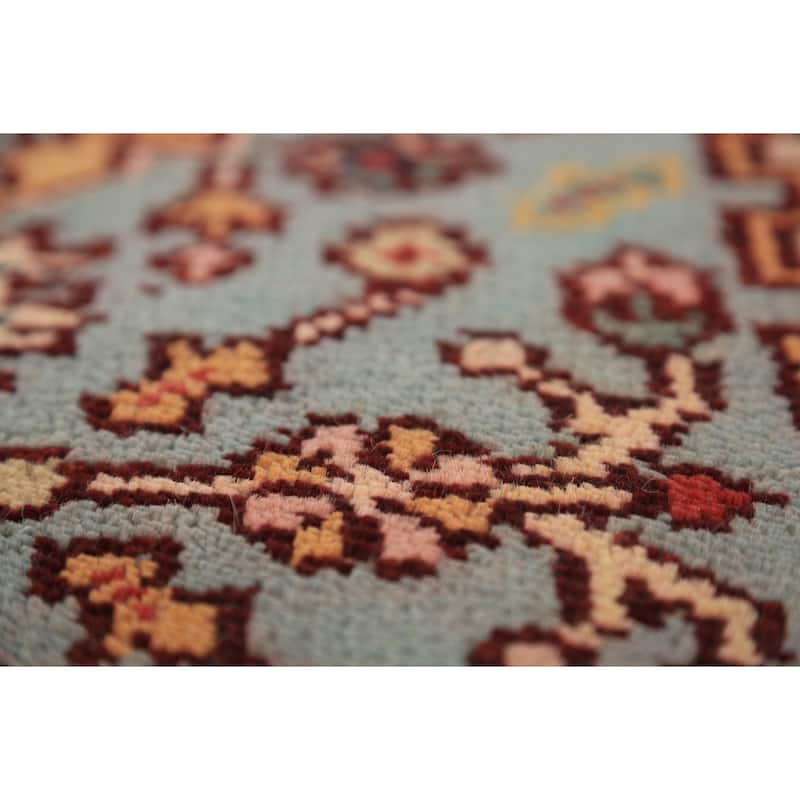 Light Blue Heriz Serapi Indian Runner Rug Hand-Knotted Wool Carpet - 2'5"x 8'0"