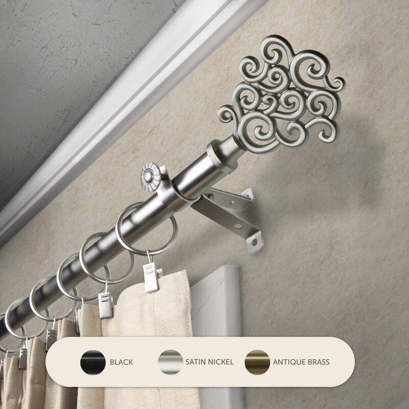 InStyleDesign Flood Adjustable Curtain Rod 13/16 inch dia. - 66 to 120 inches - Satin Nickel