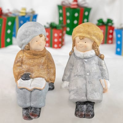 Set of 2 Sitting Tushka with Books - 8.25"x8.25"x17.25"T