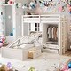preview thumbnail 1 of 28, Twin Size Bunk Bed with Drawers, Wardrobe, Storage Shelves and Hydraulic Bed White