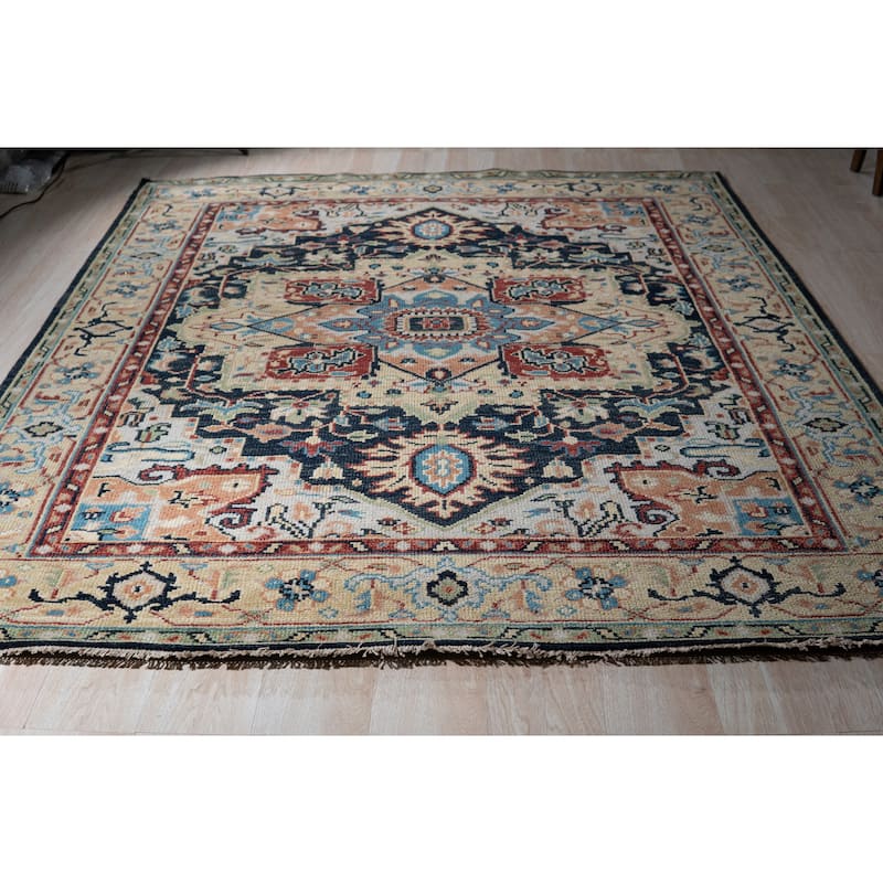 Handknotted Wool NAVY Heriz Serapi Pearl Collection Rug