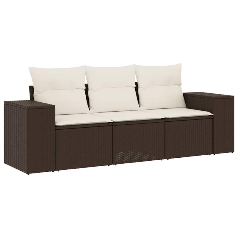 vidaXL Patio Sofa Set with Cushions Outdoor Furniture 4 Piece Poly Rattan
