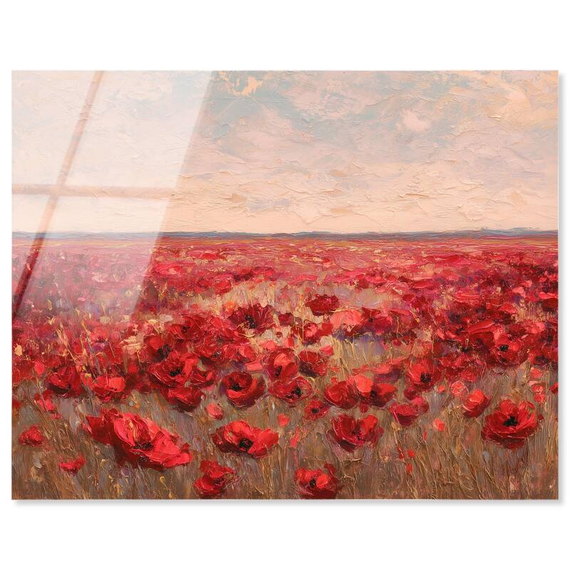 Sea of Red Poppies I Acrylic by Art Remedy, Ready to Hang - 45" x 36"