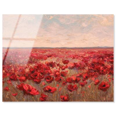 Sea of Red Poppies I Acrylic by Art Remedy, Ready to Hang