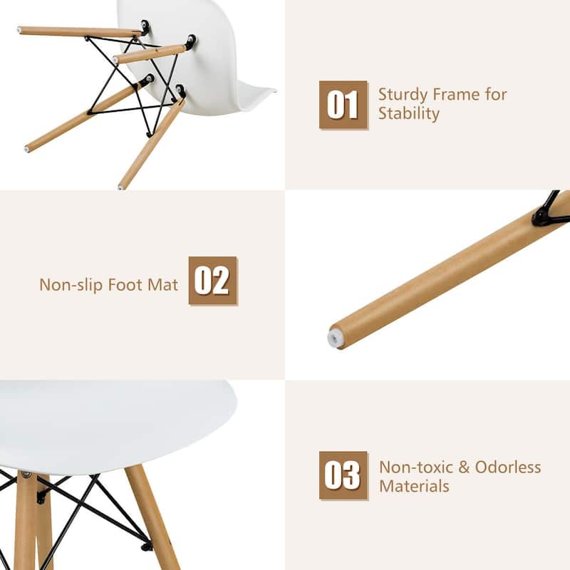 Gymax Set of 4 Modern Dining Side Chairs Armless Home Office w/ Wood - See Details