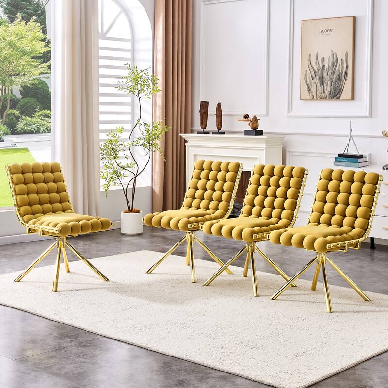 Velvet Accent Dining Chair with Metal Legs Modern Upholstered Armless Chair, Set of 2