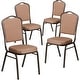 preview thumbnail 8 of 25, 4 Pack Crown Back Stacking Banquet Chair Gold Diamond Patterned Fabric/Gold Vein Frame