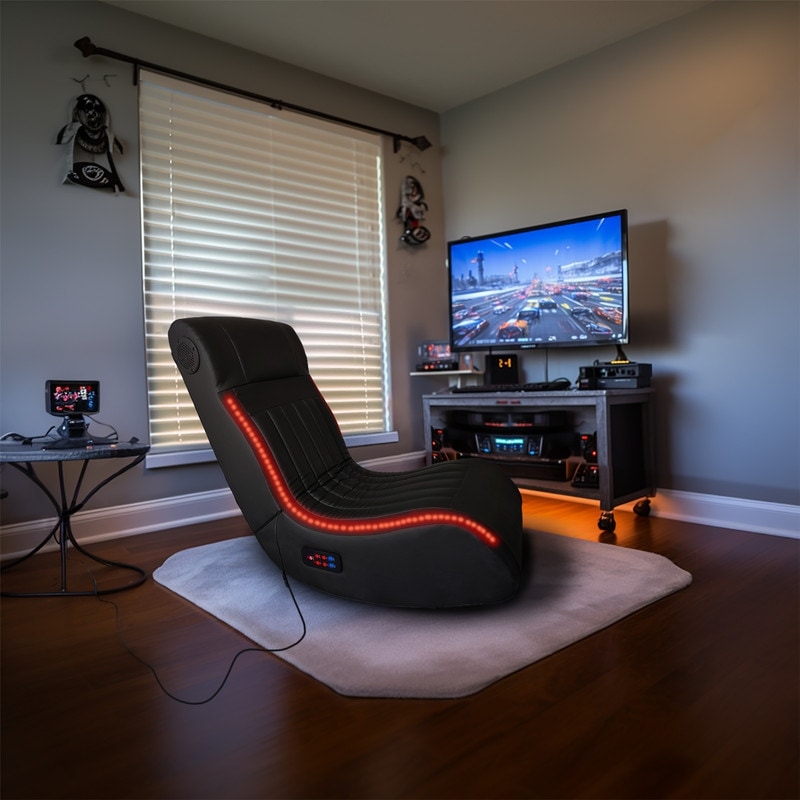 Sharper image foldable gaming deals chair with onboard speakers