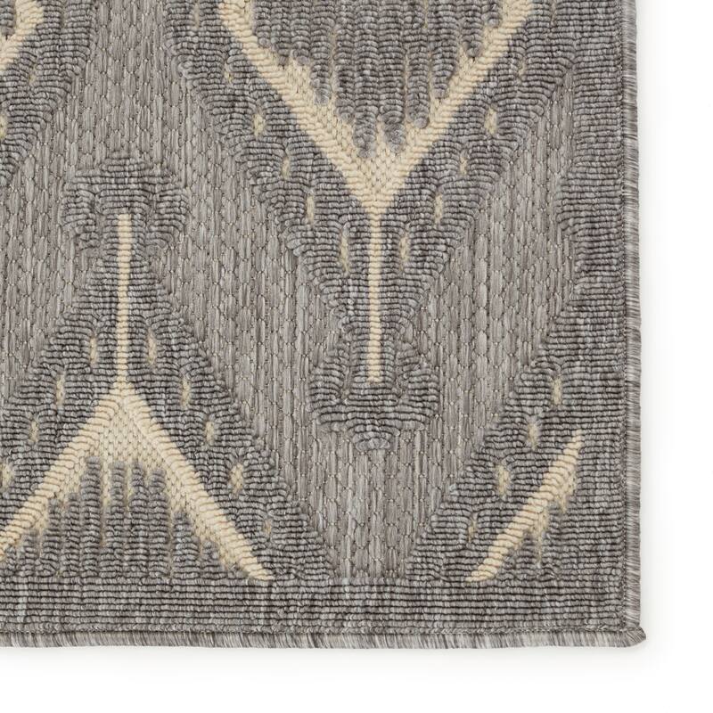 Nikki Chu Chidi Indoor/ Outdoor Geometric Grey/ Cream Area Rug