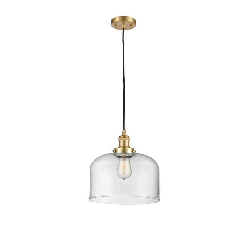 Innovations Lighting Franklin Restoration Bell - 1 Light 12" Cord Hung Mini Pendant - Clear/Satin Gold