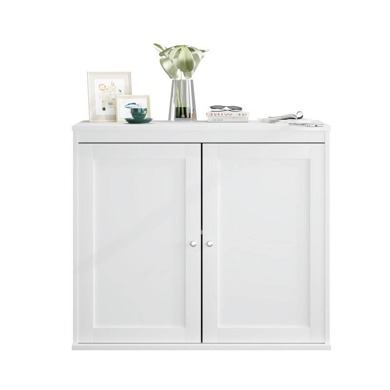 Kitchen Storage Cabinet with Double Doors - Coffee Bar Sideboard with Adjustable Shelves