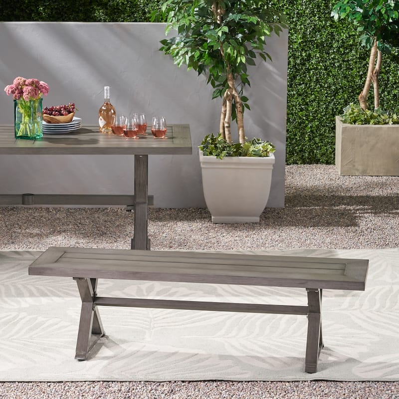 Roomfitters Modern Outdoor Aluminum Dining Bench, Stylish and Durable Design, Perfect for Patio and Garden Use