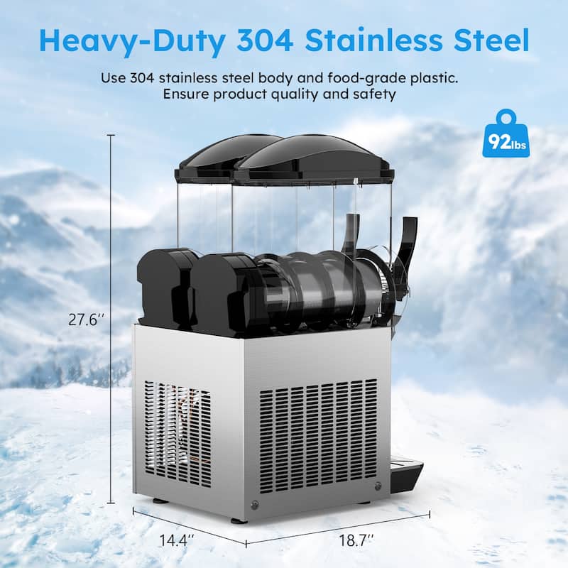 Commercial Slushy Machine, 3L/6L/12L/24L/36L, Self-Cleaning, for Margaritas, Alcoholic Beverages, Smoothies, and Soft Ice Cream - 24L