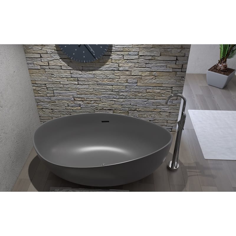 Newport 71" Solid Surface Freestanding Soaking Bathtub in White, Gray, Black