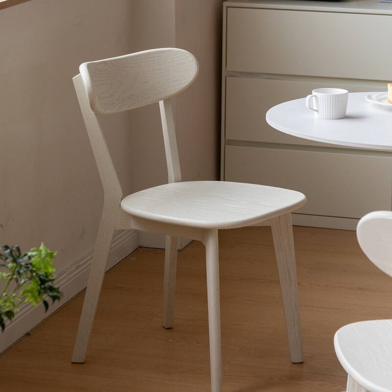 Solid Oak Wood Dining Chair Curved Backrest Easy to Clean