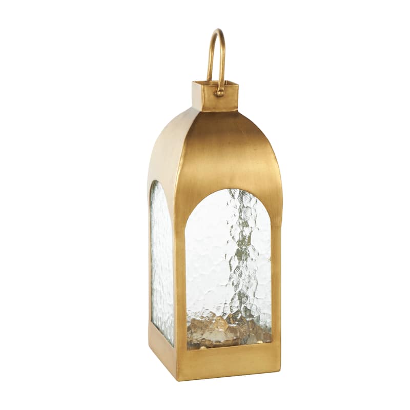 Metal Arched Candle Lantern with Top Handle - Gold - Roche River Decor - 6"W x 6"L x 18"H