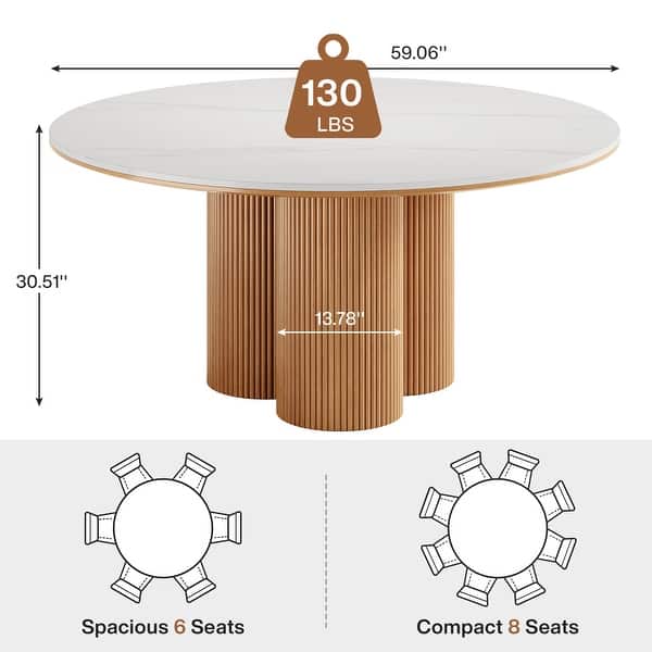 Round Sintered Stone Dining Table with Luxury Marble Top Solid Wood ...