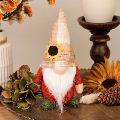 Standing Sunflower Autumn Harvest Gnome Figurine - 7.5"