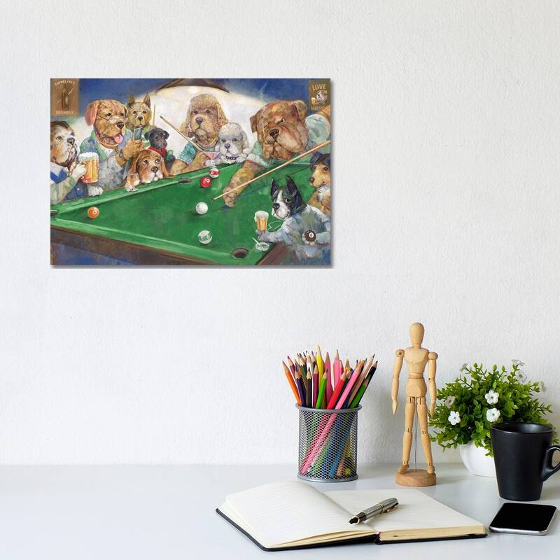 iCanvas "Pool Dogs" by Ruane Manning Canvas Print - 8x12x0.75