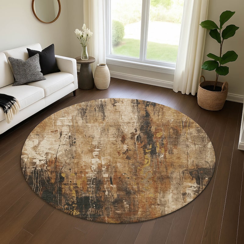 Premium Washable Super Soft Abstract Ombre Mayfield Rug - Taupe - 8' x 8'