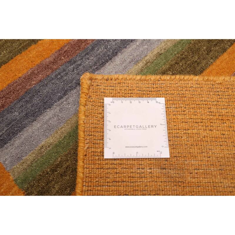 ECARPETGALLERY Hand Loomed Kashkuli Gabbeh Dark Gold Wool Rug - 5'7 x 7'7