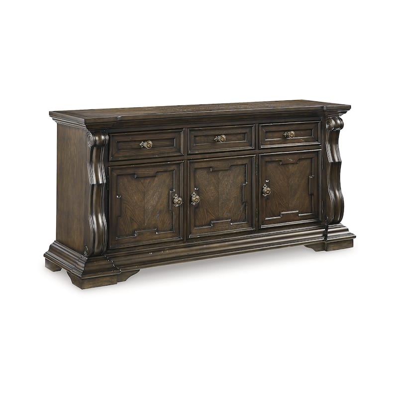 Signature Design by Ashley Maylee Dark Brown Dining Buffet - 71.63" W x 20.75" D x 34.38" H
