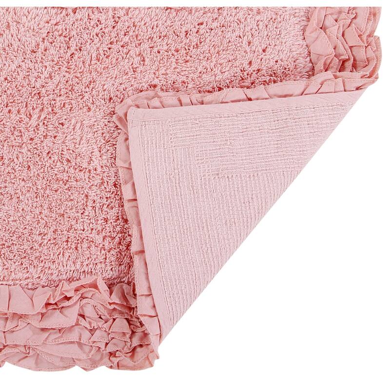 Better Trends Shaggy Border Collection Bathroom Rug -100% Cotton Tufted, Non-Skid Spray Latex Backing, Machine Washable Bath Mat