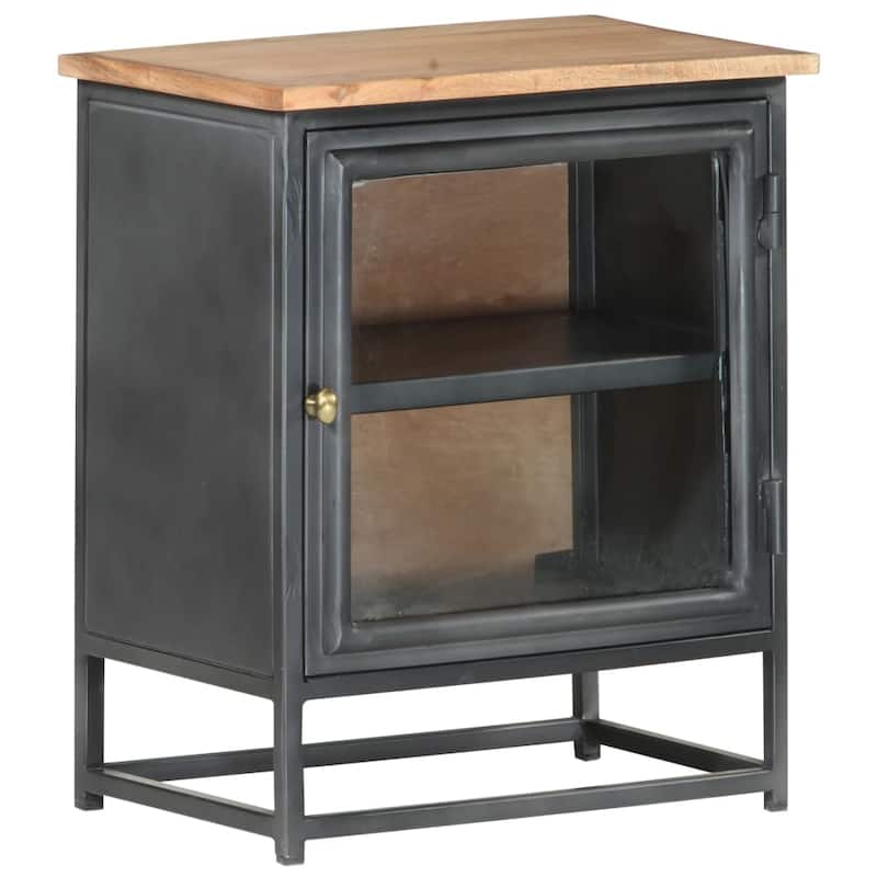 vidaXL Bedside Cabinet Gray 15.7"x11.8"x19.7" Solid Acacia Wood