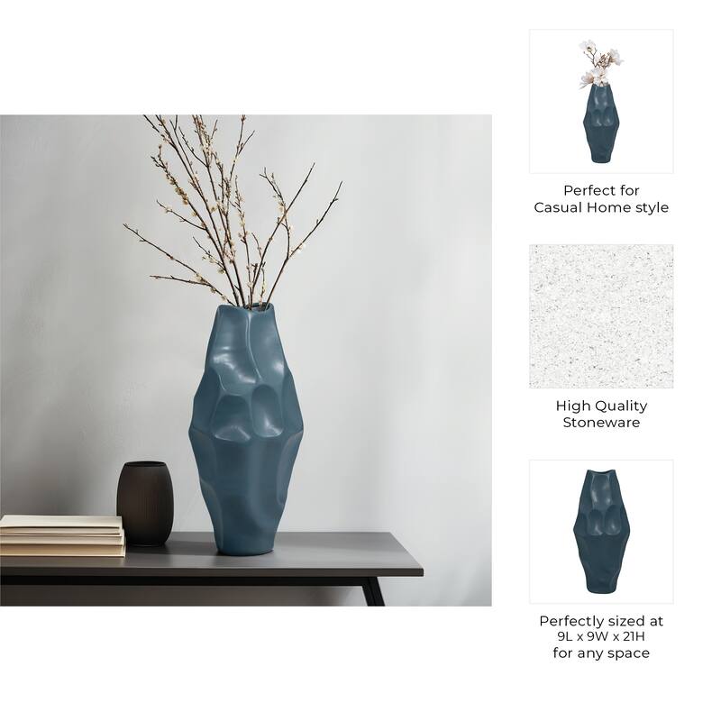 Ceramic Modern Arleta Decorative Vase - Teal