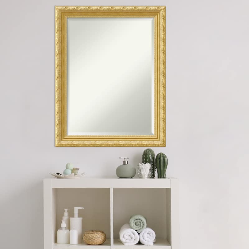 Beveled Wood Bathroom Wall Mirror - Versailles Gold Frame