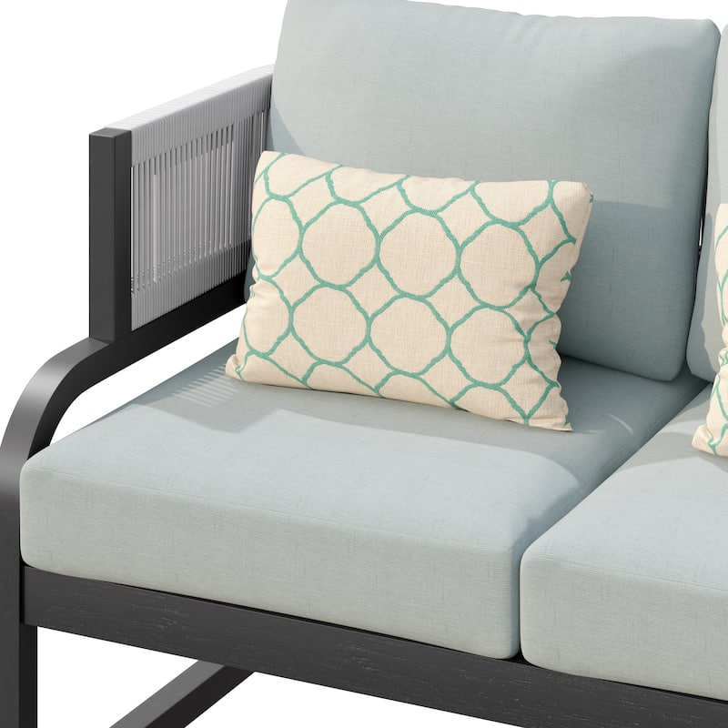 Corvus Rocio 3-piece Outdoor Acacia Conversation Set with Sunbrella Pillows