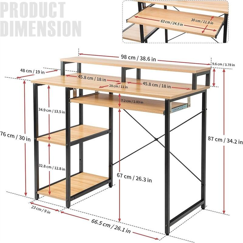 Compact Computer Desk with Storage Shelves