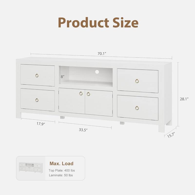 Farmhouse TV Stand for 80 Inch TVs 70" Entertainment Center Television Consoles Stands