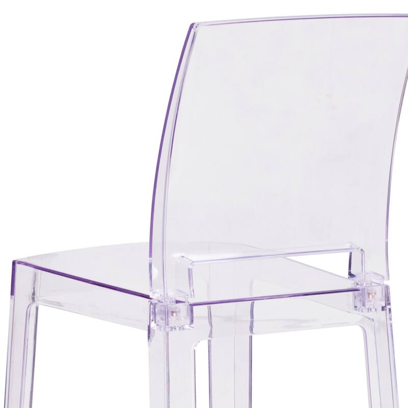 4 Pack Ghost Barstool with Square Back in Transparent Crystal - Wedding Chairs