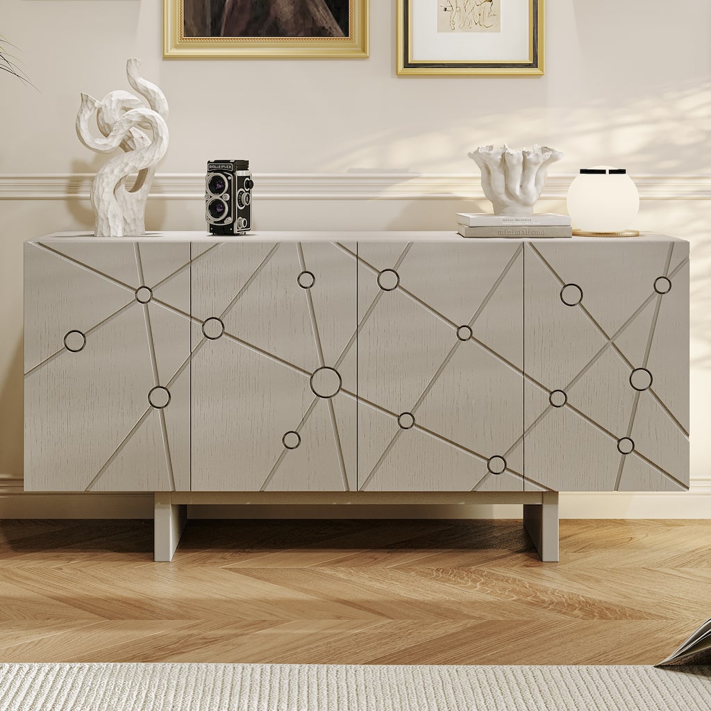 Clihome Modern MDF 4-Door Storage Buffet Sideboard