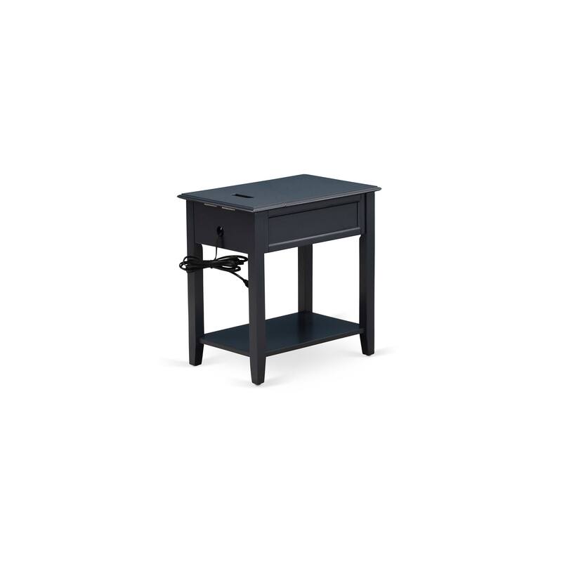 East West Furniture Denison Night Stand - Rectangle Modern End Table with a Drawer for Bedroom, 24x19 Inch, (Finish Options)