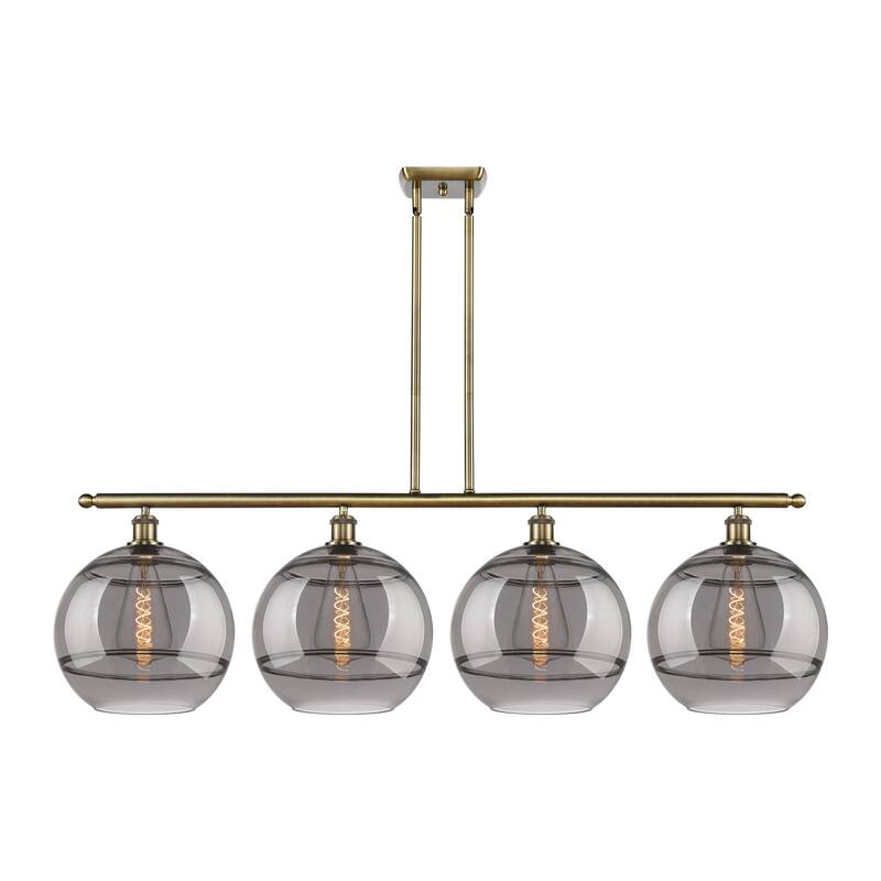 Innovations Lighting 516-4I-14-50 Rochester Linear Rochester 4 Light - Antique Brass / Smoked