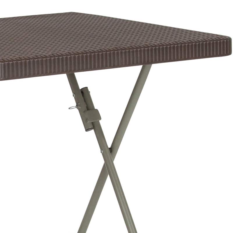 1.95-Foot Square Rattan Plastic Folding Table - Outdoor Event Table