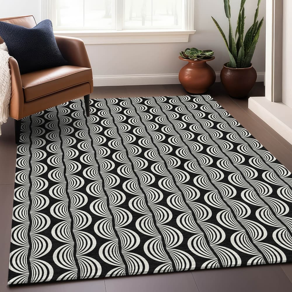 Machine Washable Indoor/ Outdoor Contemporary Chantille Rug